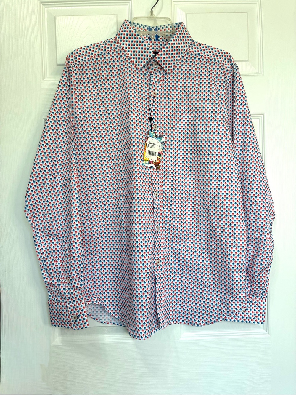 Robert Graham Bellview Shirt Men’s Large Repeating Drop Pattern Office Casual